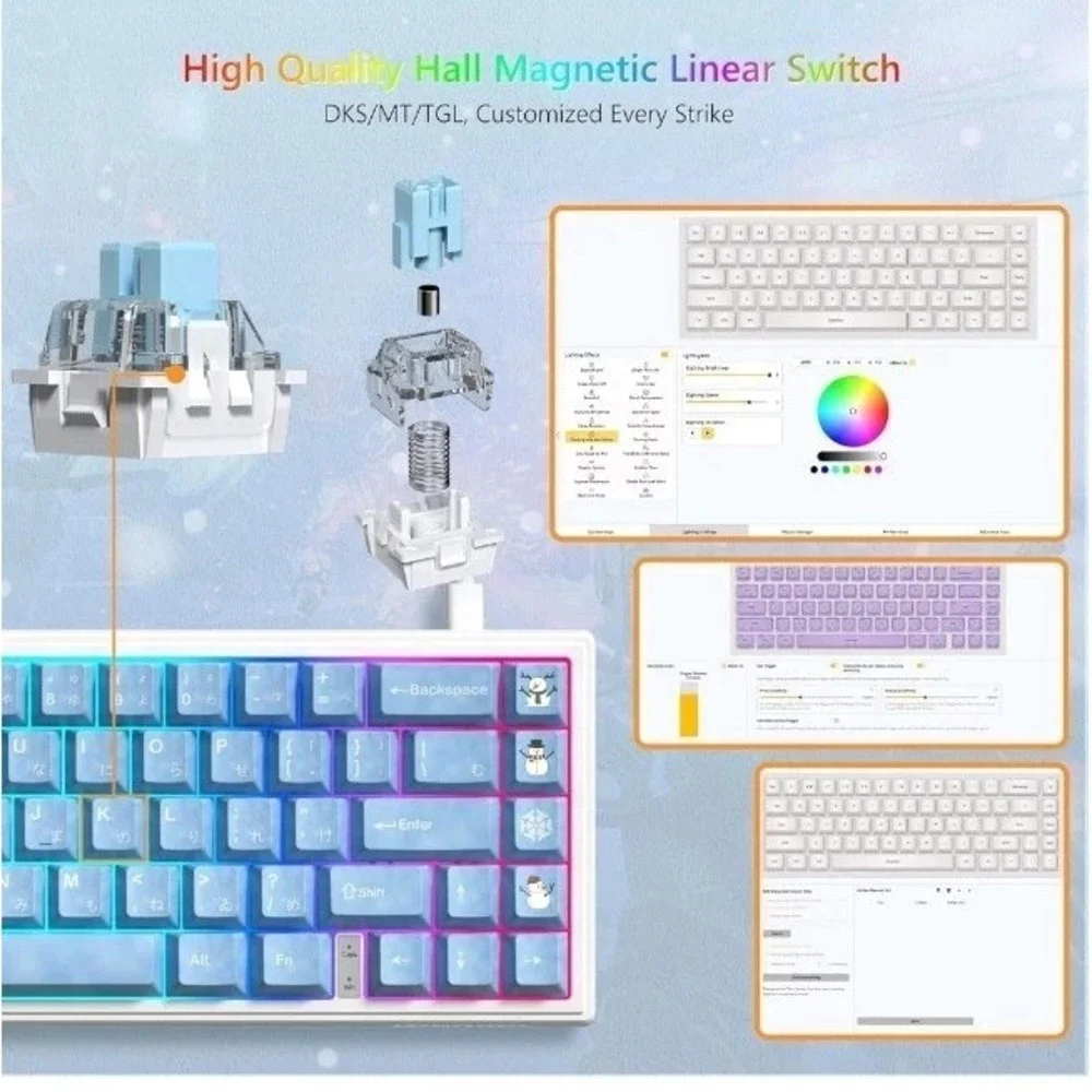 Mechanical Gaming 60 % Keyboard Womier M68 HE Ultra Rapid Trigger Hall Effect